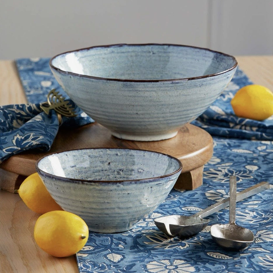 Porto Serving Bowls Light Blue Lg/Sm