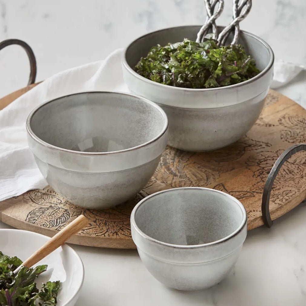 Stinson Bowl Set of 3 light gray stoneware
