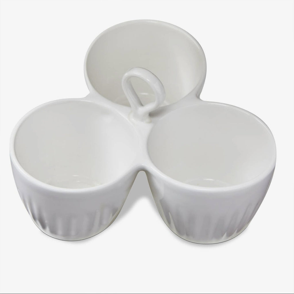 Vista 3 part divided dish stoneware white