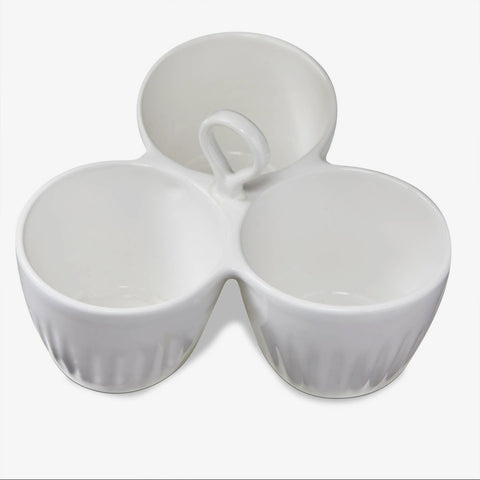 Vista 3 part divided dish stoneware white