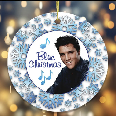 Elvis blue Christmas ornament