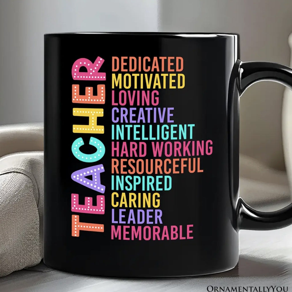 Teacher Gift Mug acronym Colorful on Black