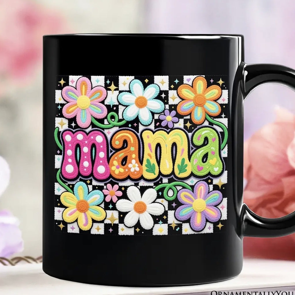 Retro Floral Mama Faux Yarn Mug