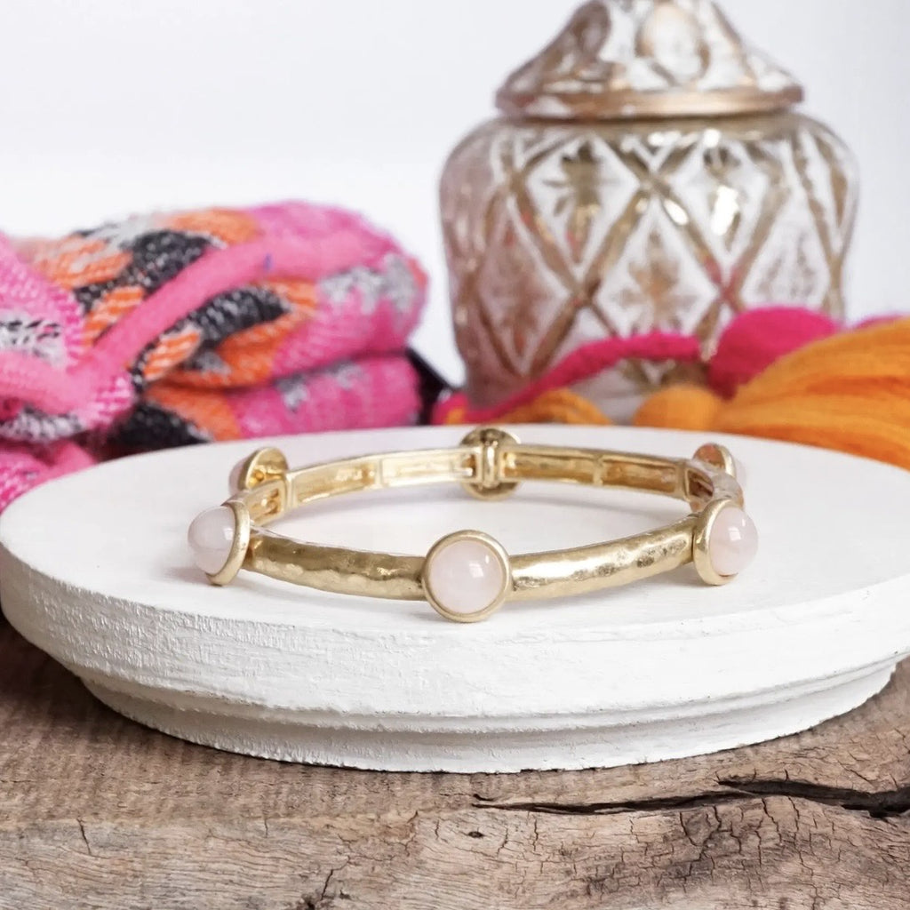 Stretch bangle semi precious stones dots ast