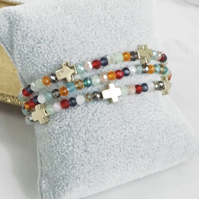 Mini sideways, Cross stretchy bracelet ast