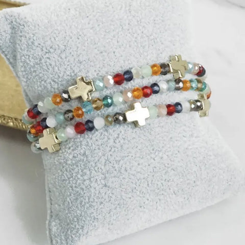Mini sideways, Cross stretchy bracelet ast