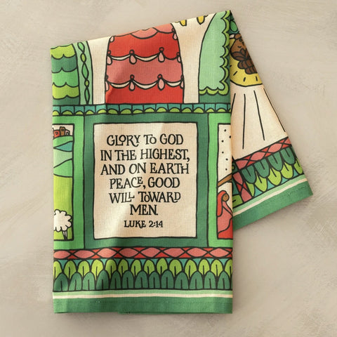 Glory to God  Christmas Tea Towel FULL COLOR