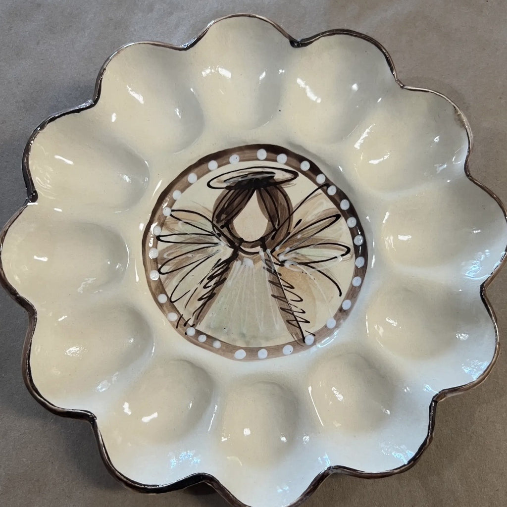Deviled egg tray, angel Pottery