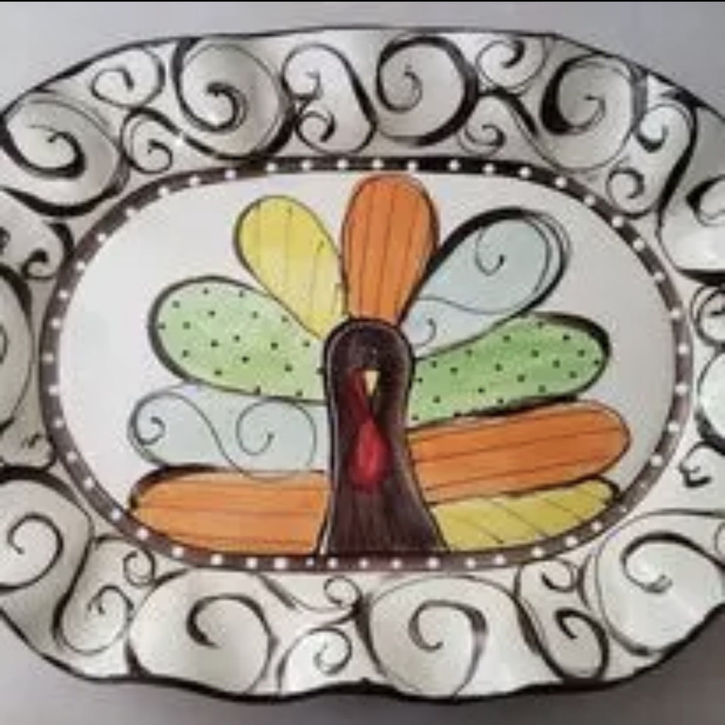 Small Oval Turkey Tray Swirls