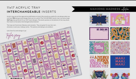 Mahjong Madness Set of 5 Double Sided Inserts  For Acrylic Tray