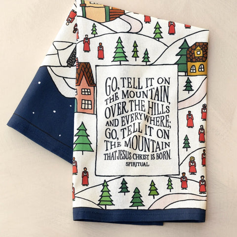Go tell it on the Mountain Christmas tea towel FULL COLOR