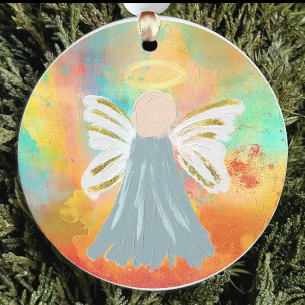 Painted Angel Ornament Gray