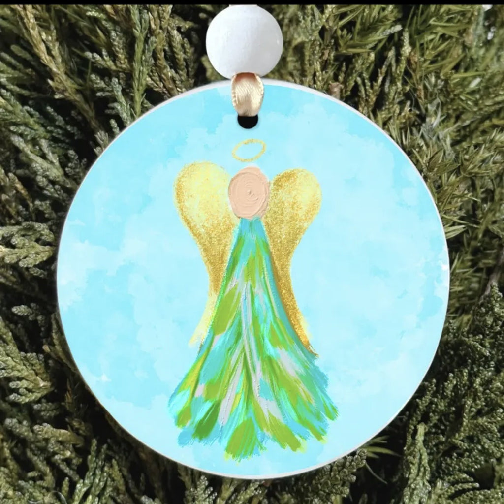 Painted blue angel ornament