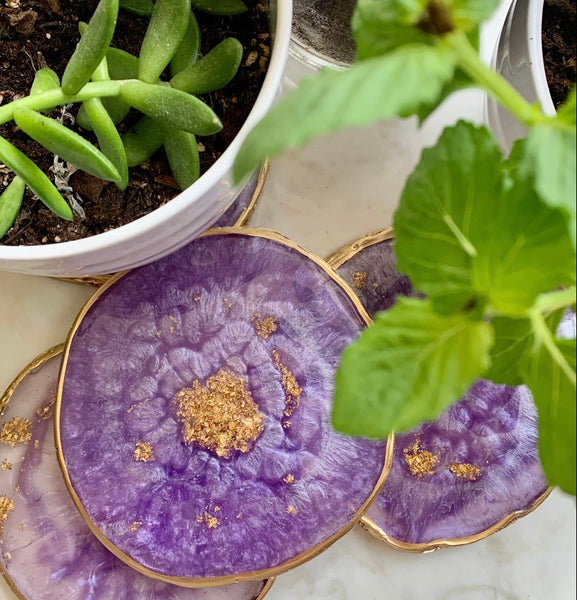 Set of 4 Round Geode Coasters