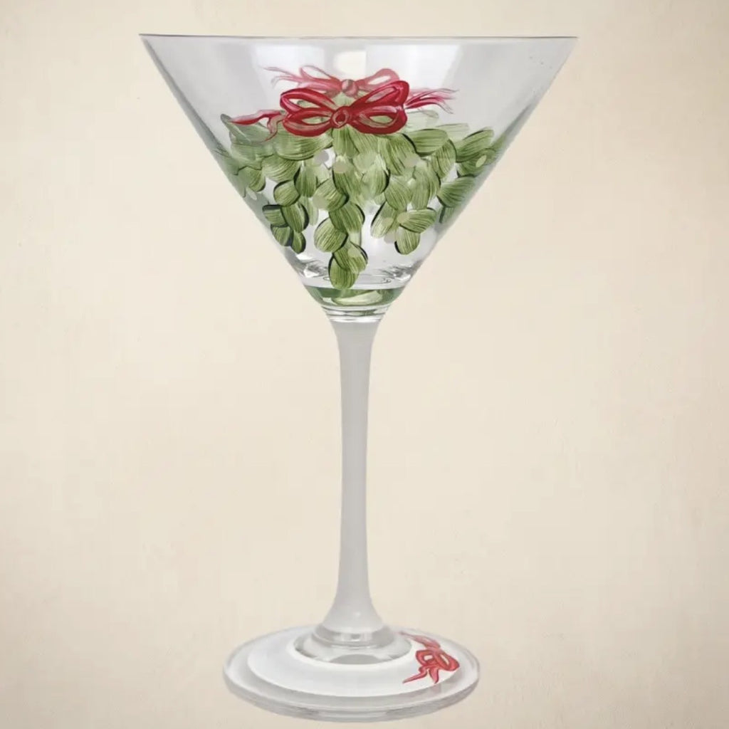 Mistletoe love martini glass