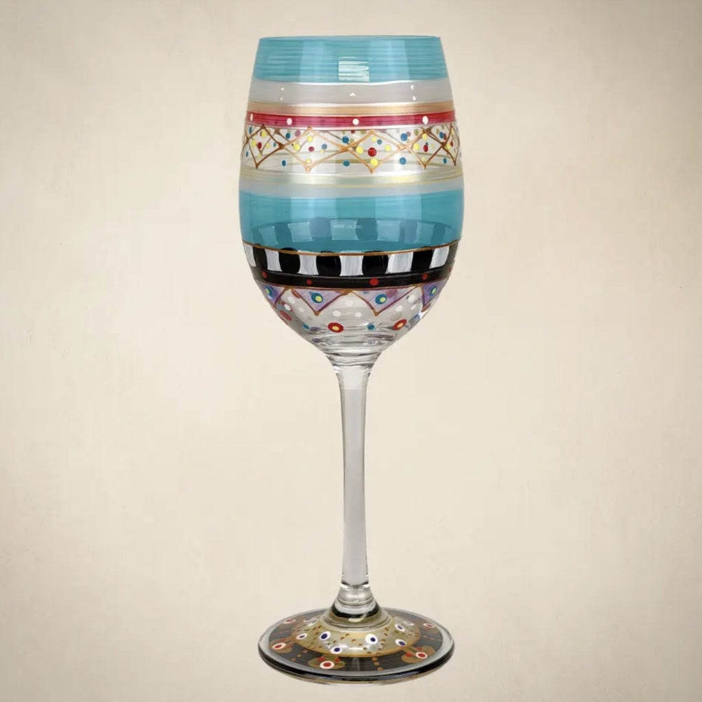 Moroccan mosaic carnival wine glass Hand Painted