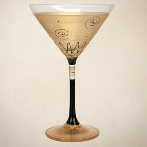Tuscan Sun gold martini glass Hand Painted