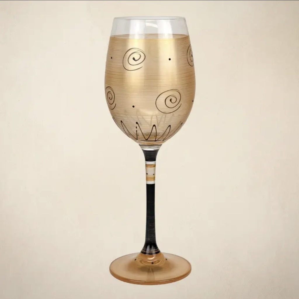 Tuscan Sun, gold wine, glass hand painted