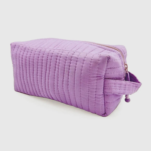 Quilted Cotton Solid Cosmetic Bag Ast Colors