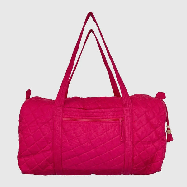 Quilted Cotton Solid Duffel Bag Ast Colors