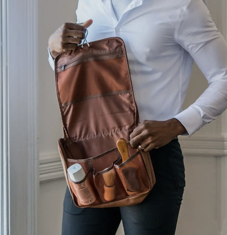Men's Hanging Travel Toiletry Bag - Light Brown Canvas