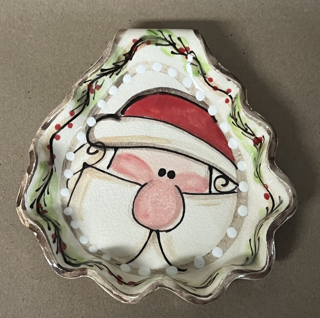 Spoon Rest Santa 25 Hand Painted Christmas Pottery