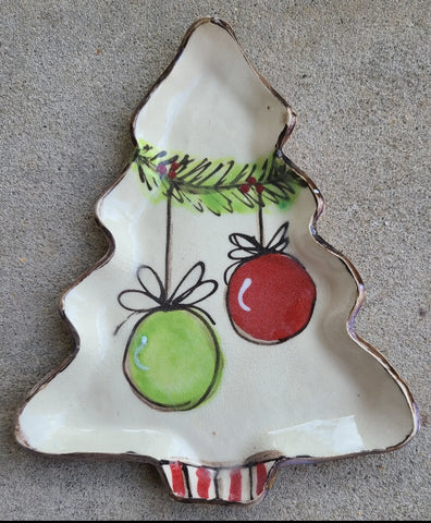 Tree Plate ornaments hand, Painted Pottery