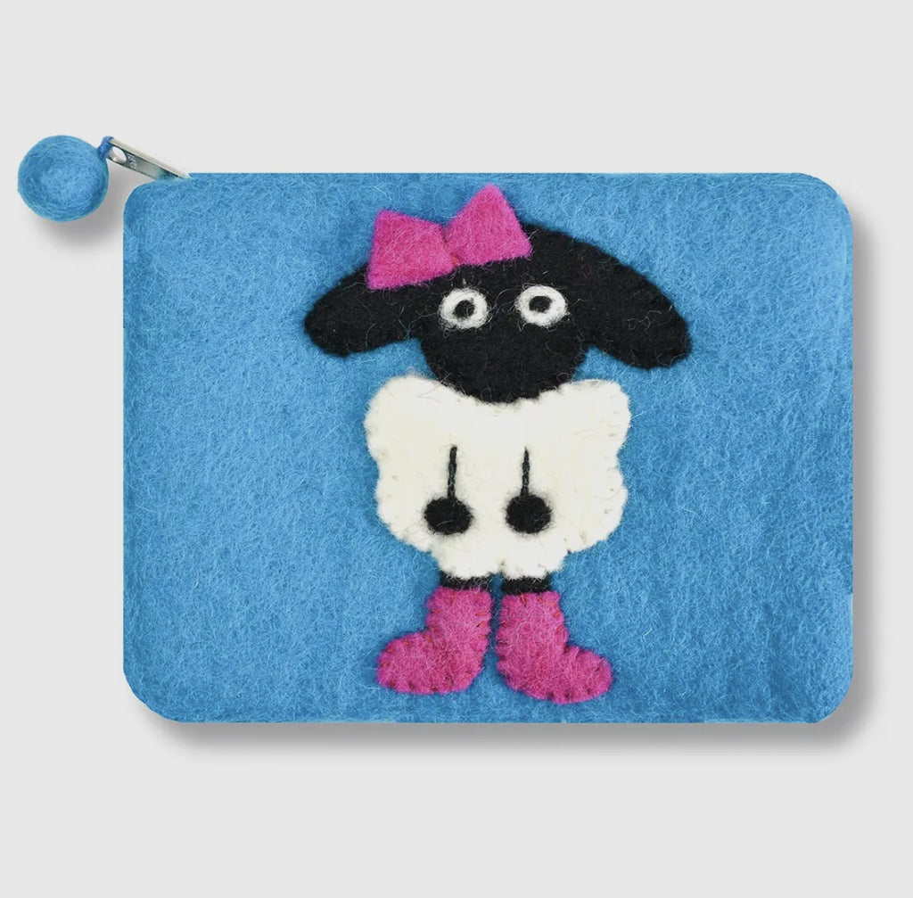 Sheep felt coin purse