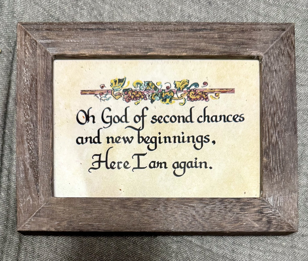 Oh God of second chances and new beginnings framed Calligraphy quote