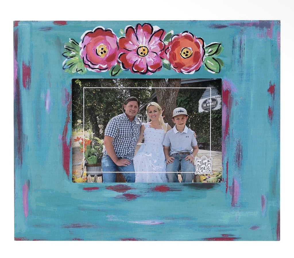 3 Flowers Turquoise Photo Frame