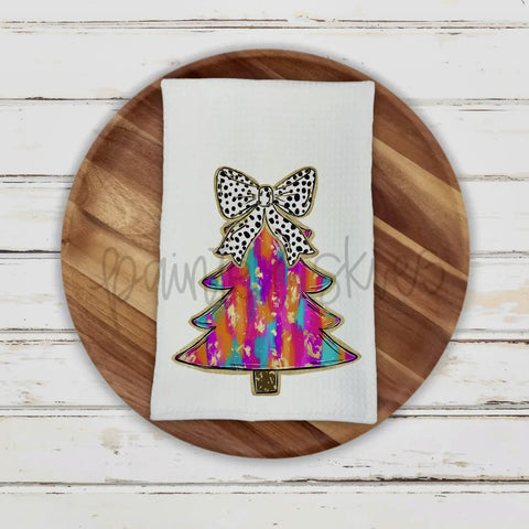 Colorful Christmas tree kitchen towel