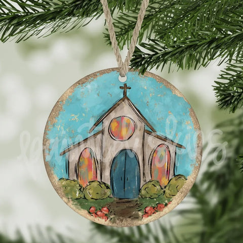 Pastel Church Ornament