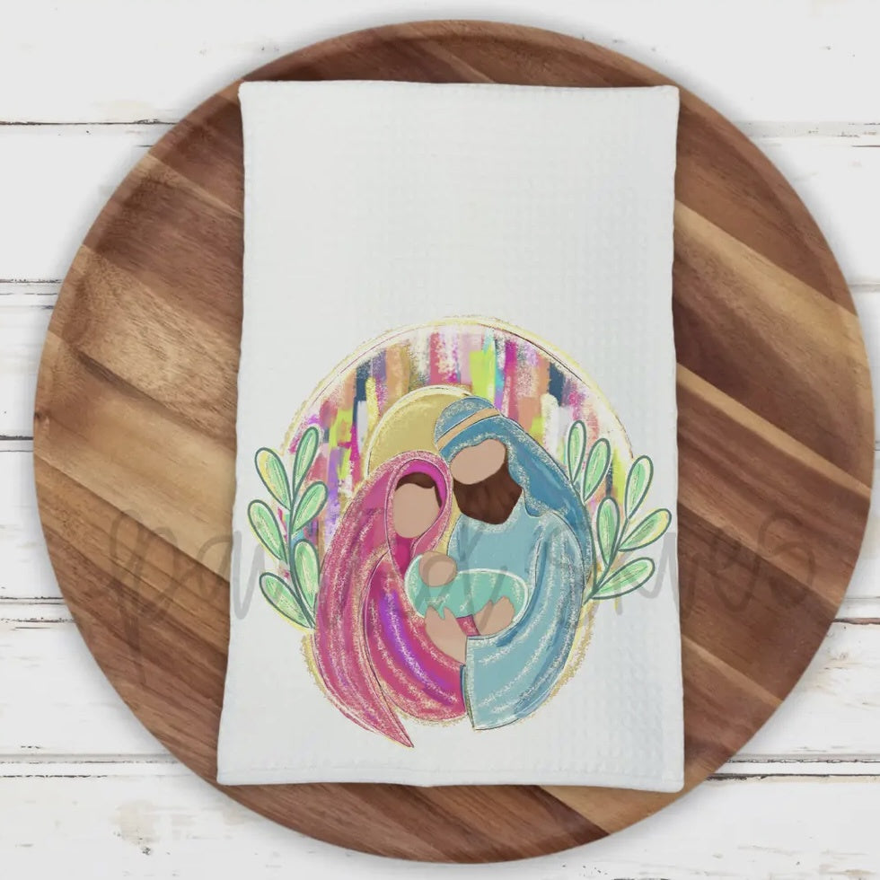 Jesus, Mary and Joseph tea towel