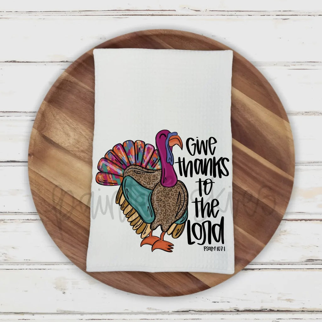 Give thanks turkey tea towel