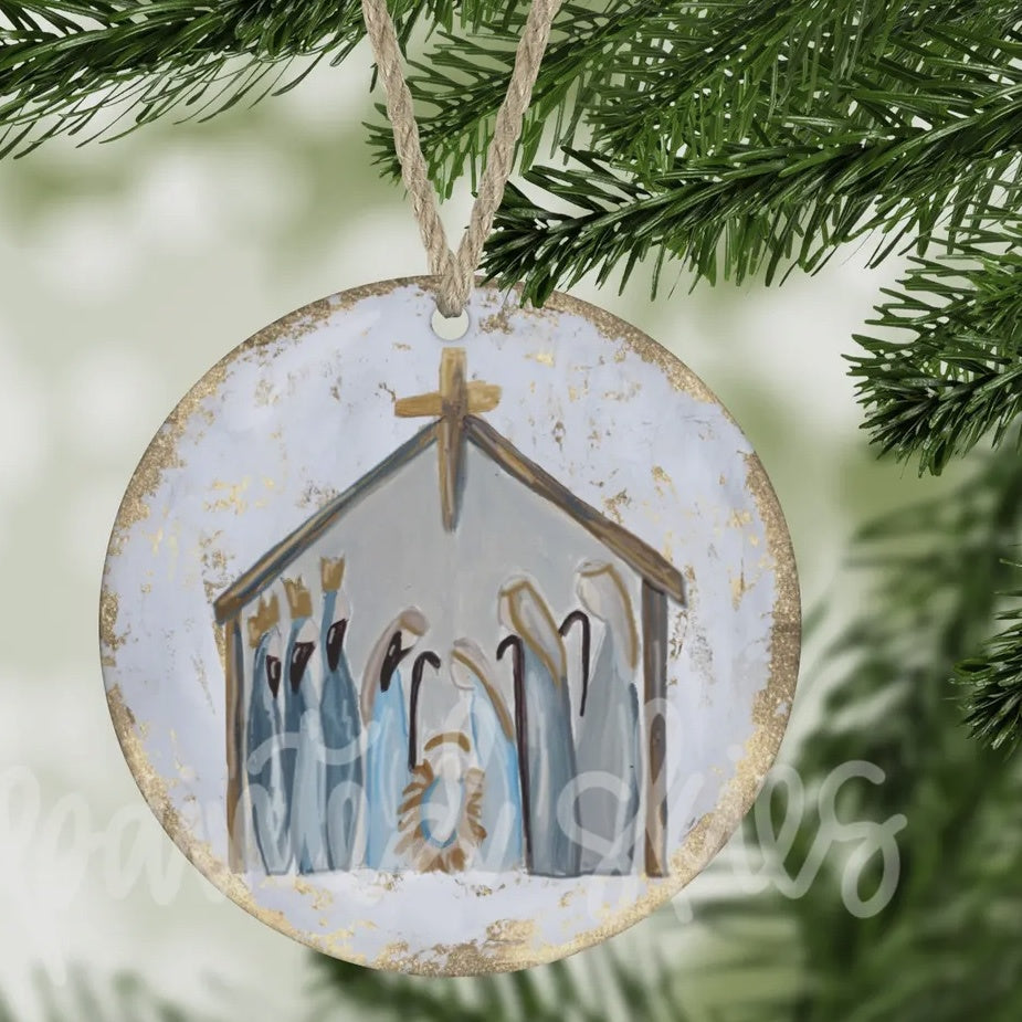 Nativity ornament hand, painted art