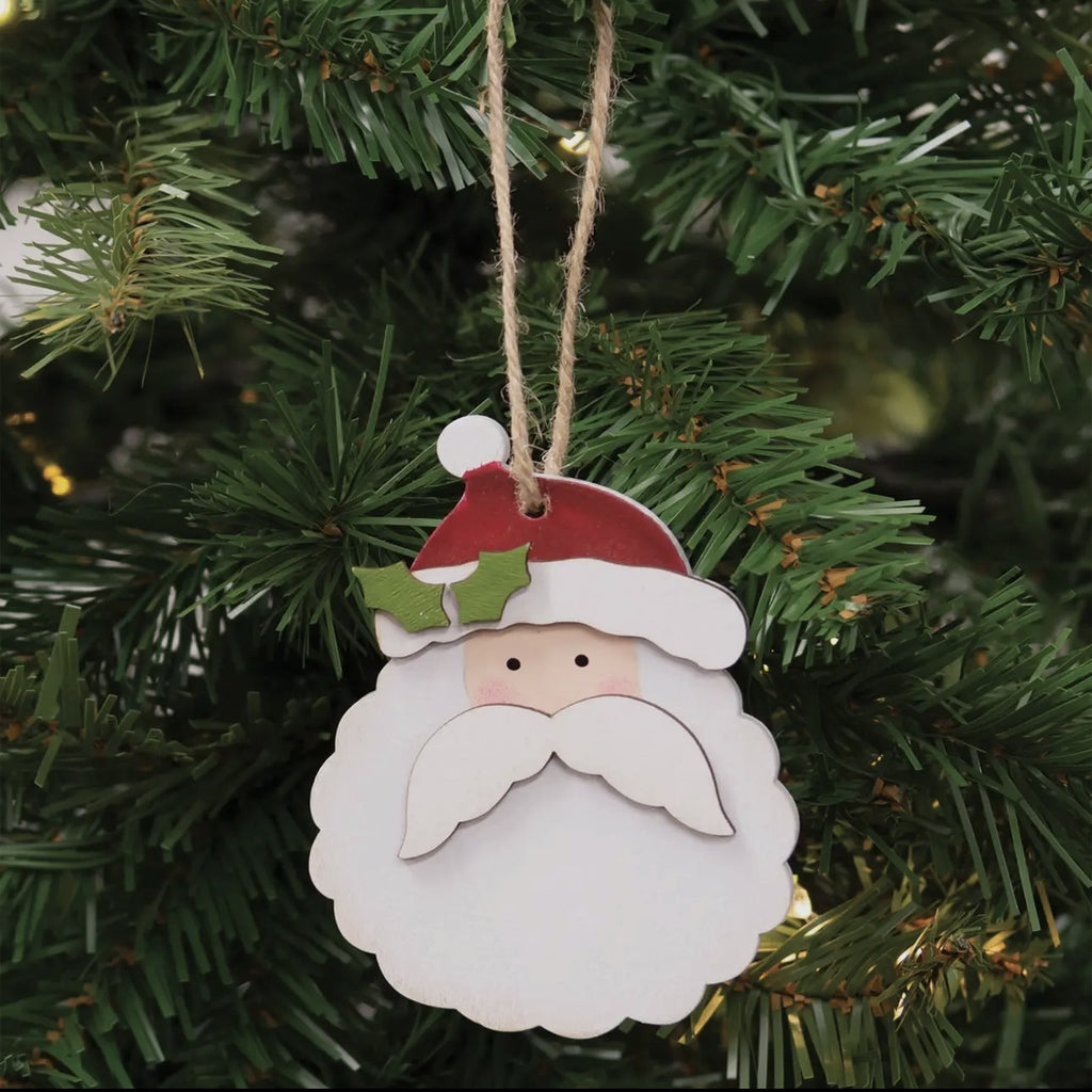 Santa w/ Holly Christmas Ornament