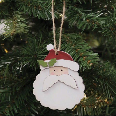 Santa w/ Holly Christmas Ornament