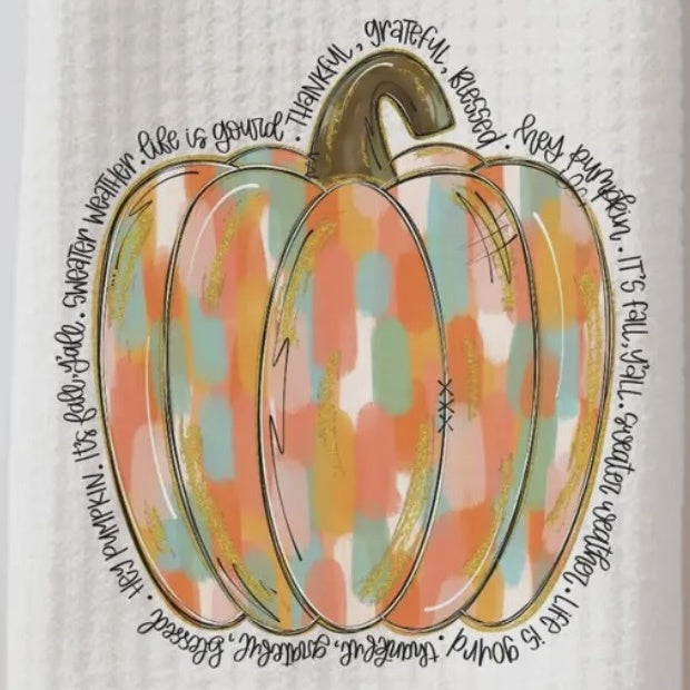Thankful Grateful Pumpkin Tea Towel