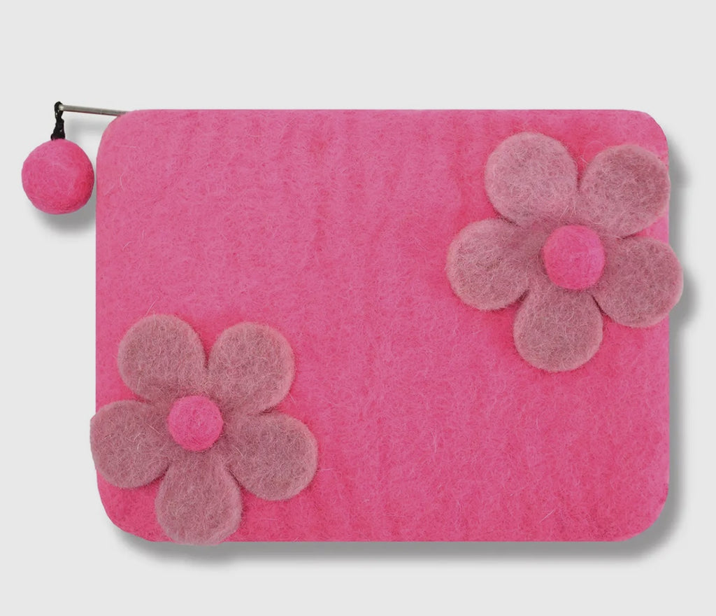 Two Flowers Felt Coin Purse