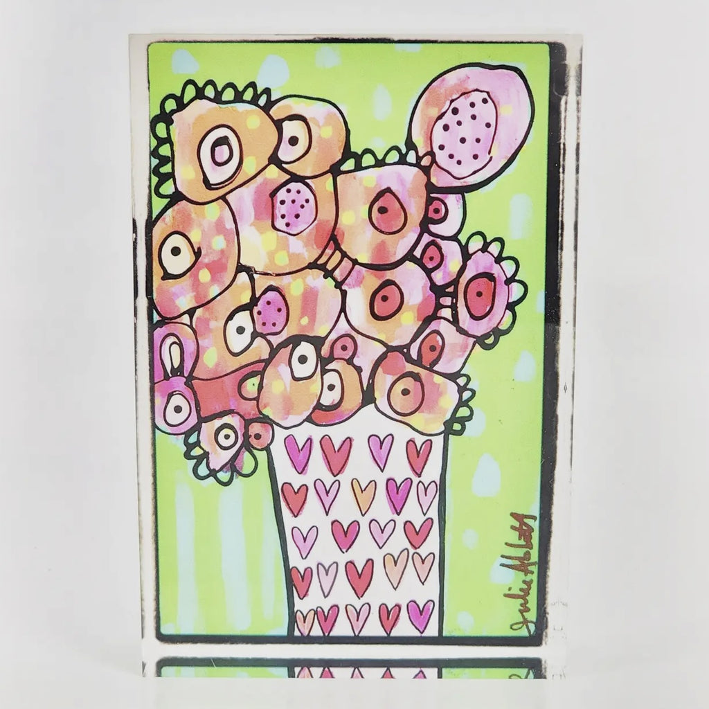 Flower bouquet, whimsical acrylic art block