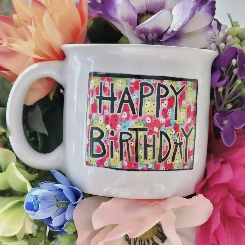 Whimsical Happy Birthday Mug 15 Oz