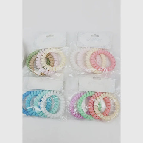 Spiral coil set of four hair ties