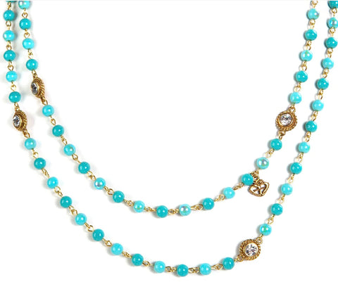 Wrap 6 mm Vintage Turquoise Versatile Necklace