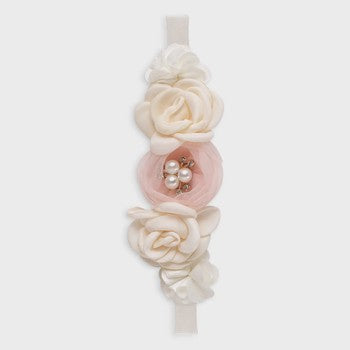 Girl's Headband with Faux Flowers & Pearls