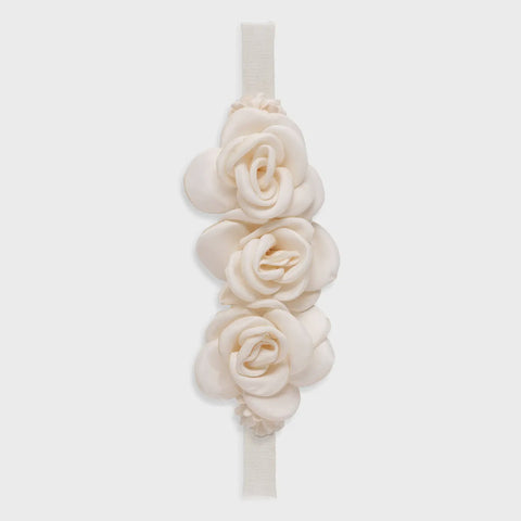 Girl's Headband with Faux Flowers & Pearls