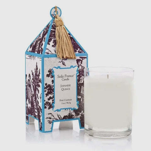 Japanese Quince Toile Mini Pagoda Box Candle