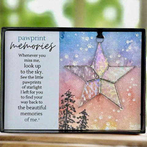 Pet Loss Gift Pawprint Memories Glass Star