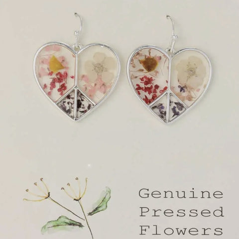 Peace & Love Dried Flower Earrings