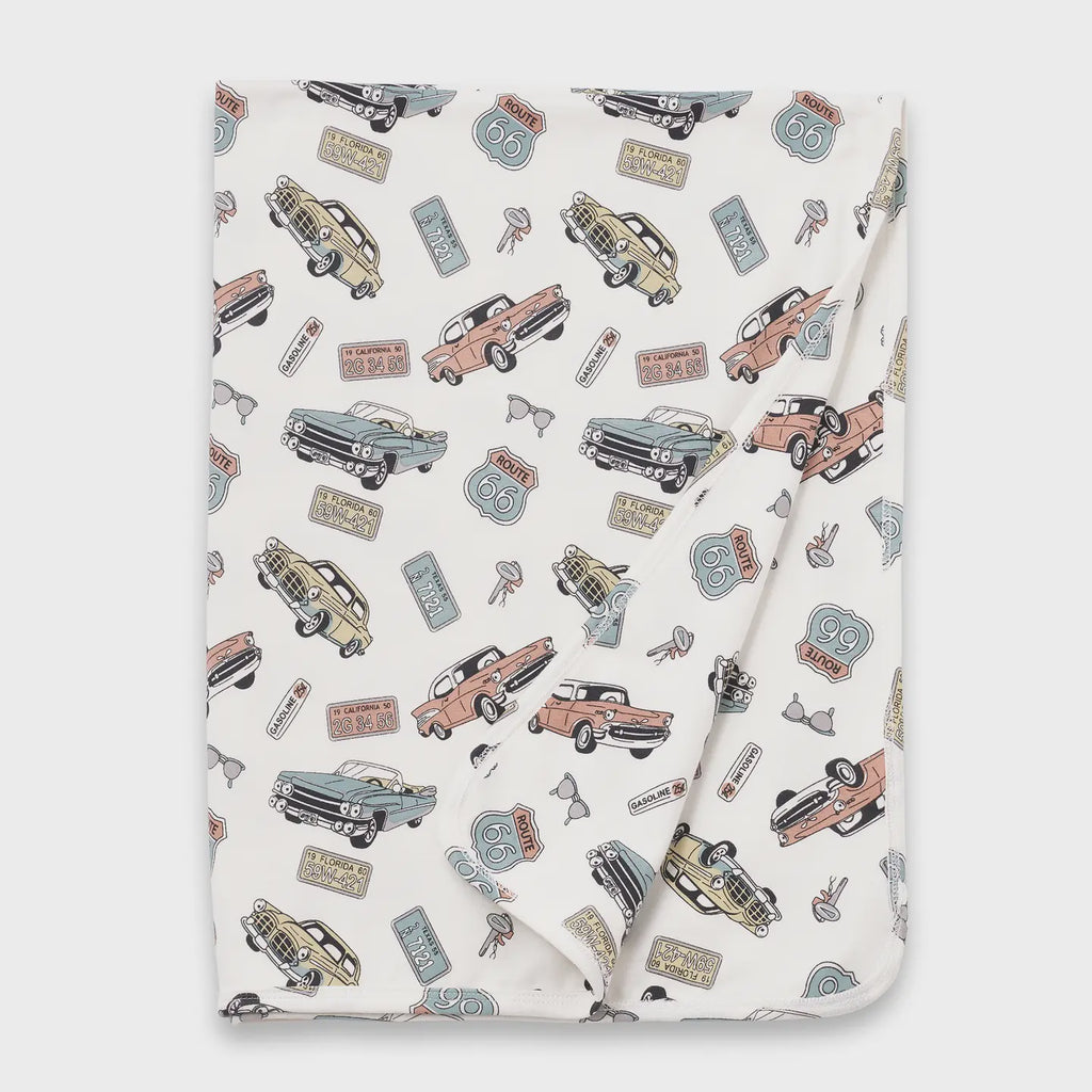 Route 66 Baby Boy Bamboo Vintage Cars Stroller Blanket
