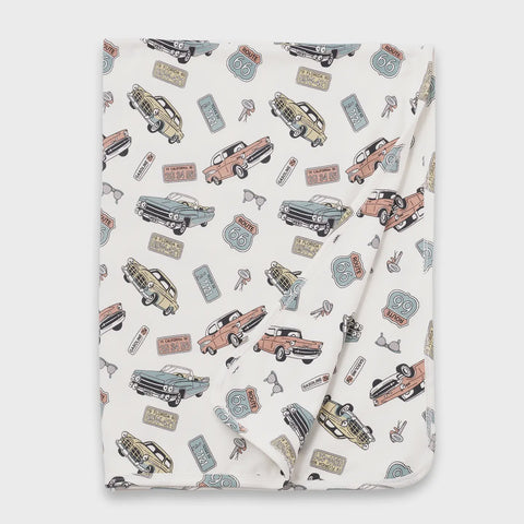 Route 66 Baby Boy Bamboo Vintage Cars Stroller Blanket